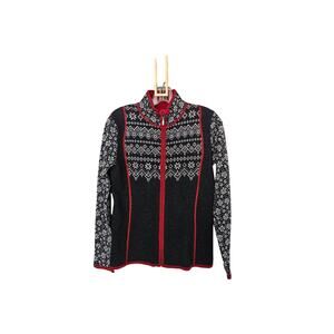 Krimson Klover Charcoal Yorkshire Full Zip Fair Isle Wool Sweater Size Small